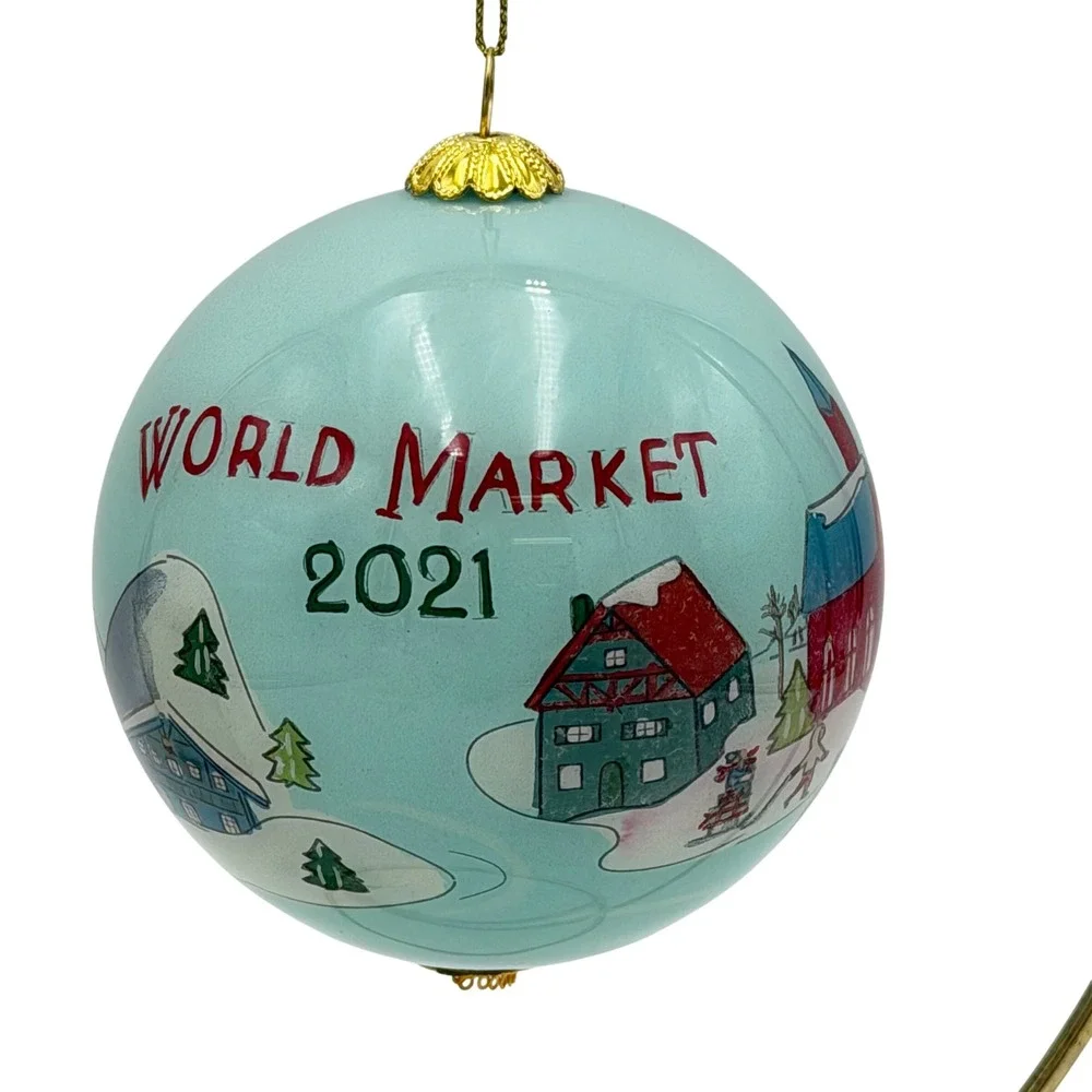 World Market 2021 Li Bien Glass Ornament Winter Ski Chalet Christmas Holiday New